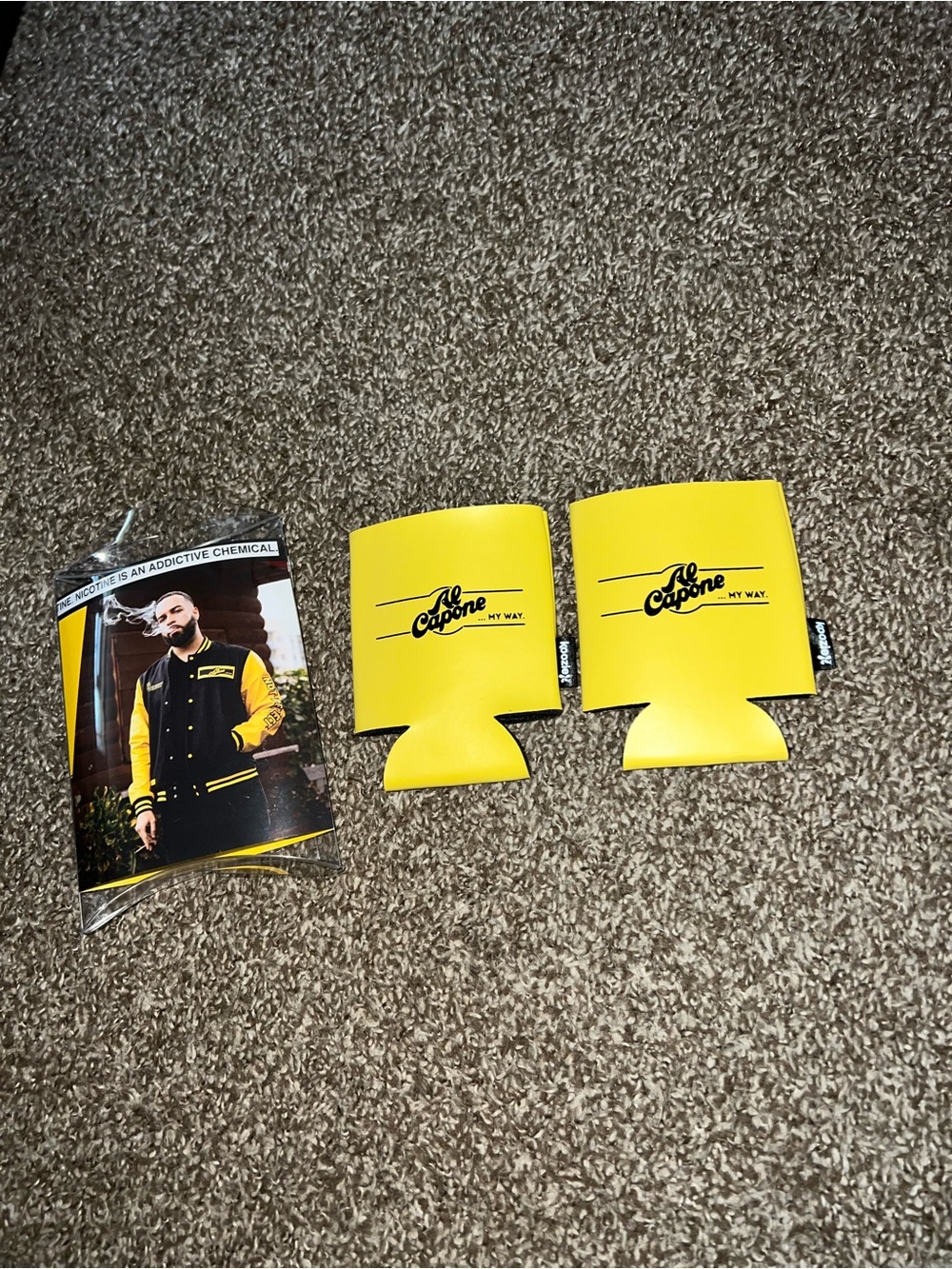 Al Capone Vintage OG “My Way” Yellow Black 2 Can Cooler Holders